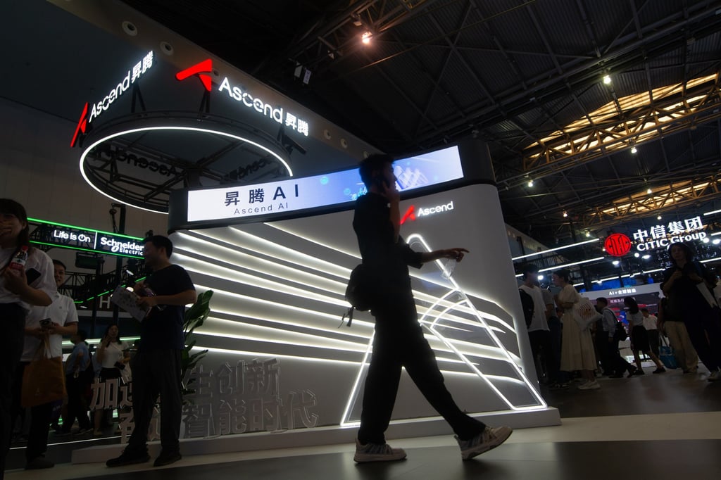The Huawei Ascend logo is displayed at the World Artificial Intelligence Conference in Shanghai, July 5, 2024. Photo: NurPhoto via Getty Images