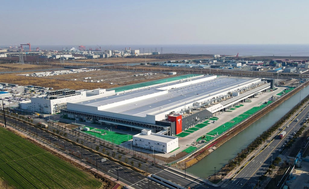 An aerial view of Tesla’s Megafactory in Shanghai, February 8, 2025. Photo: Xinhua