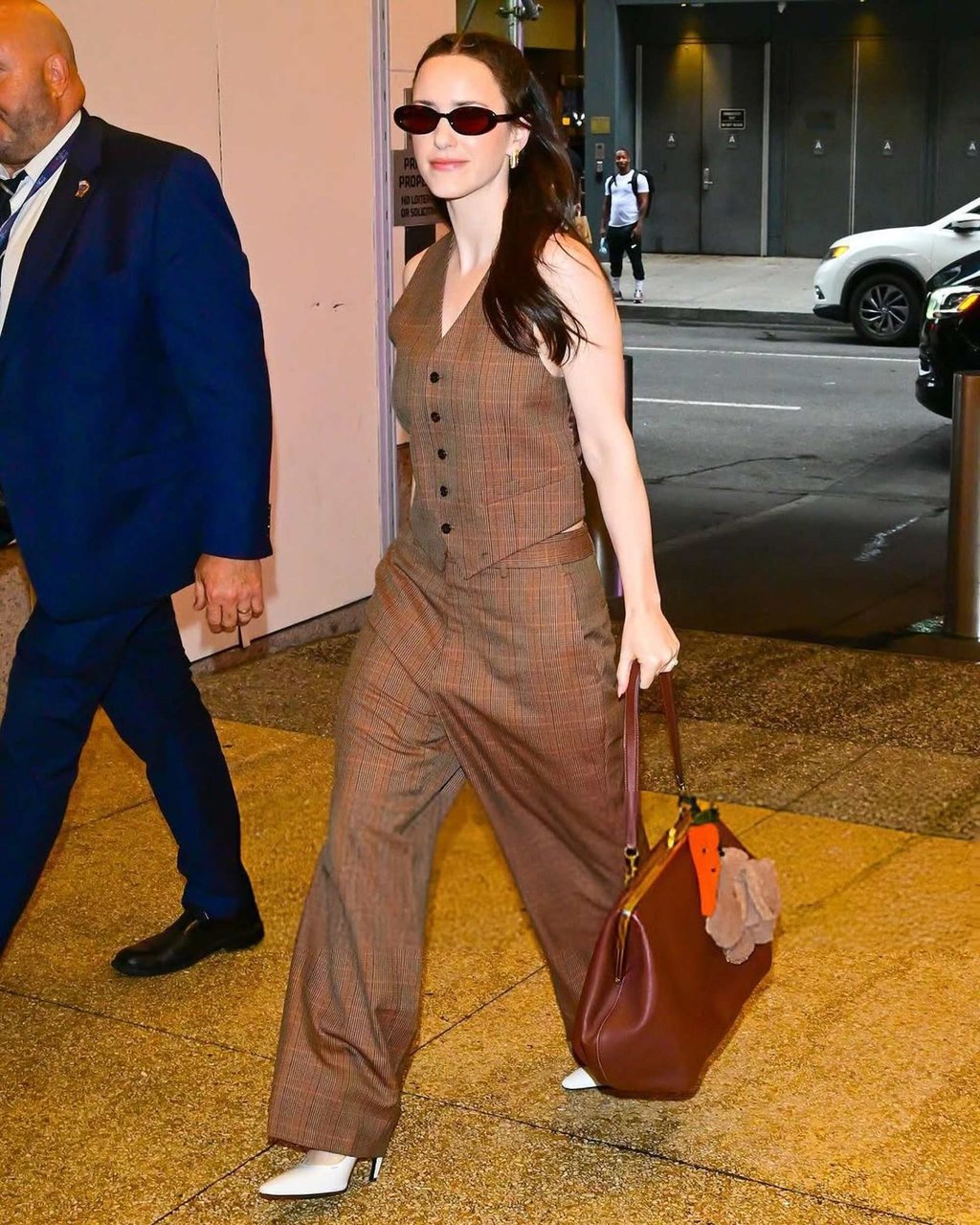 Rachel Brosnahan wearing Coach. Photo: @brosnafan/Instagram