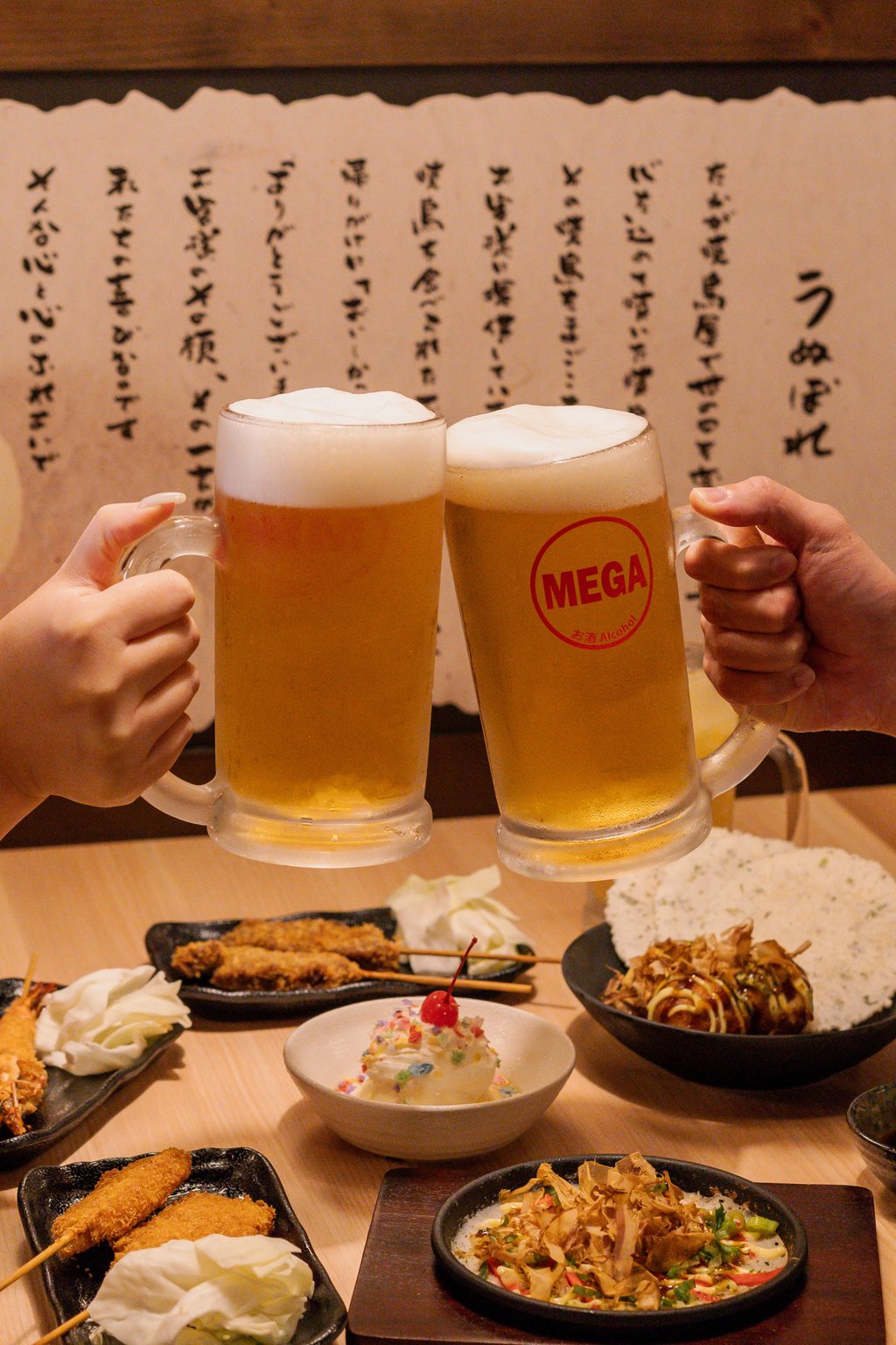 Beer and chicken skewers at Torikizoku in Tai Po. Photo: courtesy Torikizoku