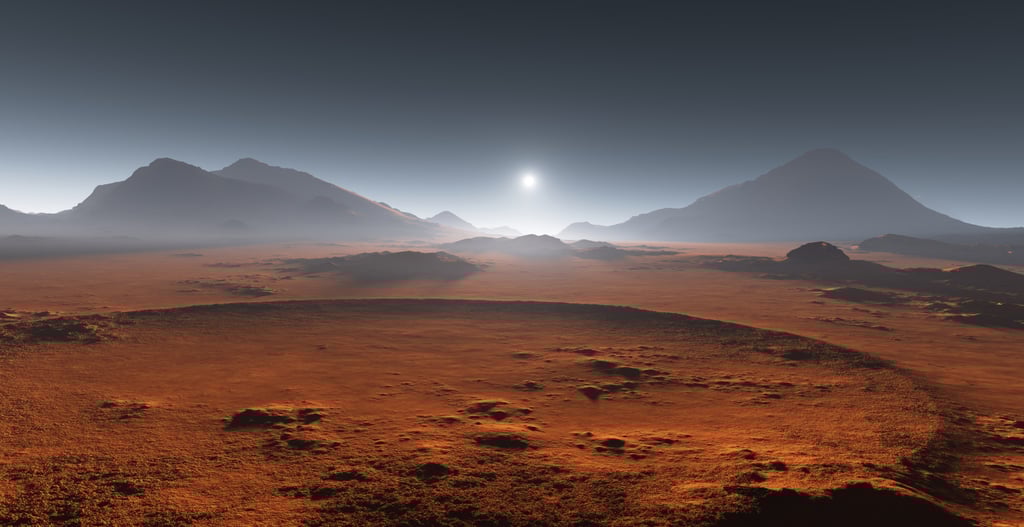Sunset on Mars. Nasa said it was still committed to “pursuing a Golden Era of exploration”, including to the red planet. Photo: Shutterstock Sunset on Mars. Nasa said it was still committed to “pursuing a Golden Era of exploration”, including to the red planet. Photo: Shutterstock
