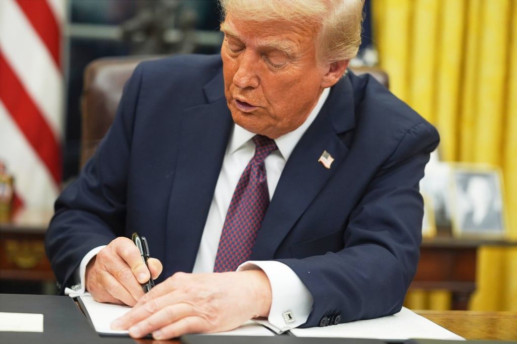US President Donald Trump signs an executive order on birthright citizenship in the Oval Office in January. Photo: AP US President Donald Trump signs an executive order on birthright citizenship in the Oval Office in January. Photo: AP