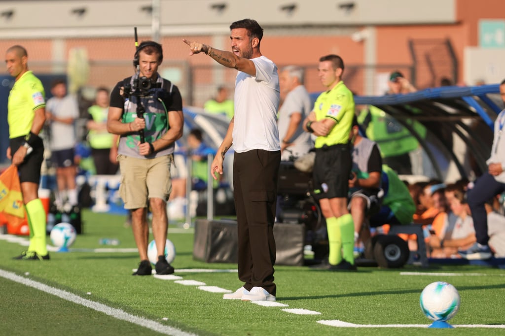 Cesc Fabregas shouts instructions during Como’s friendly against Lille. Photo: AP
