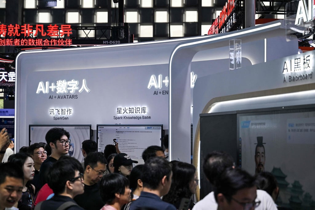 Crowds at the World Artificial Intelligence Conference in Shanghai on Monday. Photo: AFP Crowds at the World Artificial Intelligence Conference in Shanghai on Monday. Photo: AFP