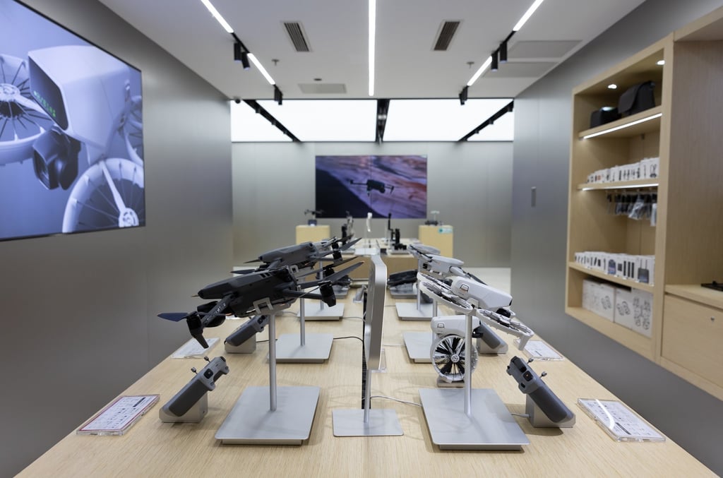 A DJI store in Beijing. The company is set to face new competition from Insta360’s new drone brand. Photo: EPA-EFE
