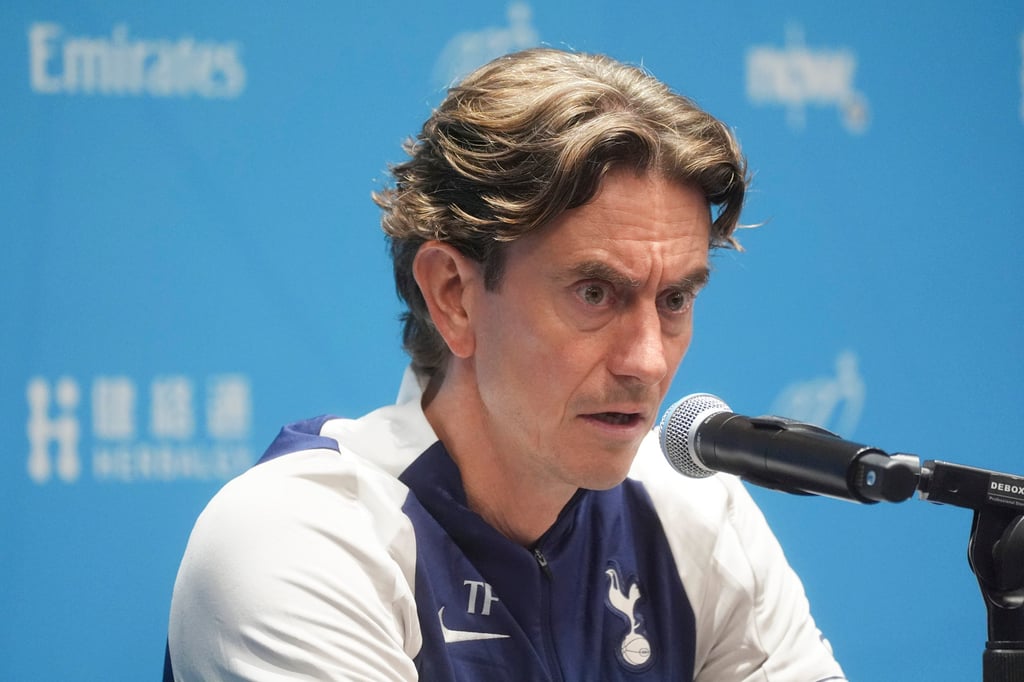 Tottenham coach Thomas Frank during a pre-match press conference in Hong Kong. Photo: Elson Li