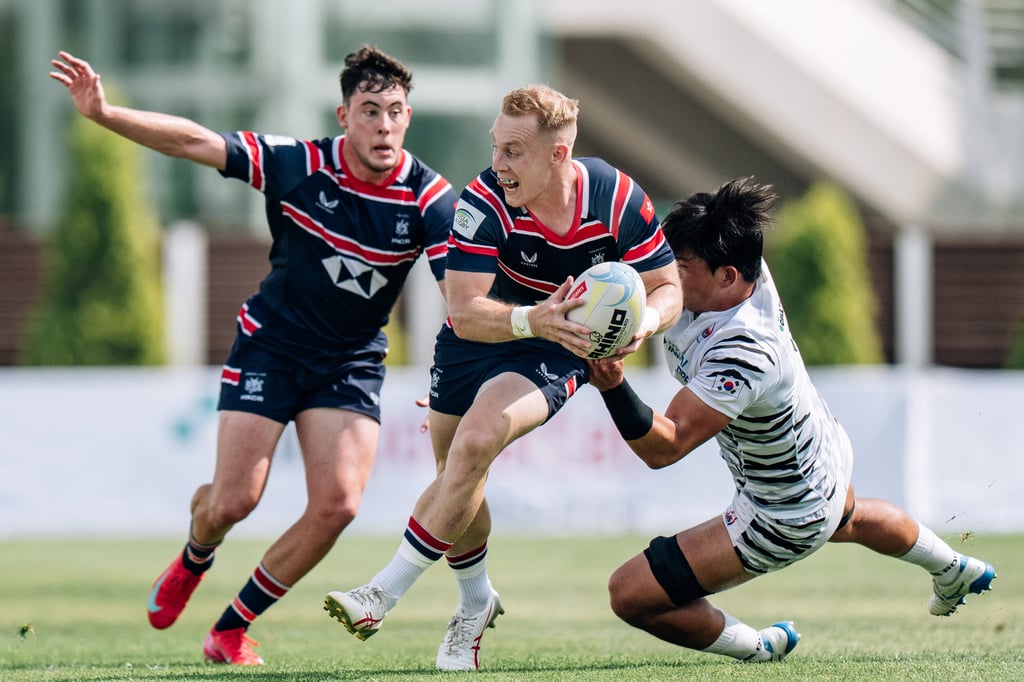 Hong Kong’s Matt Worley in possession during this month’s defeat of South Korea in Incheon. Photo: HKCR