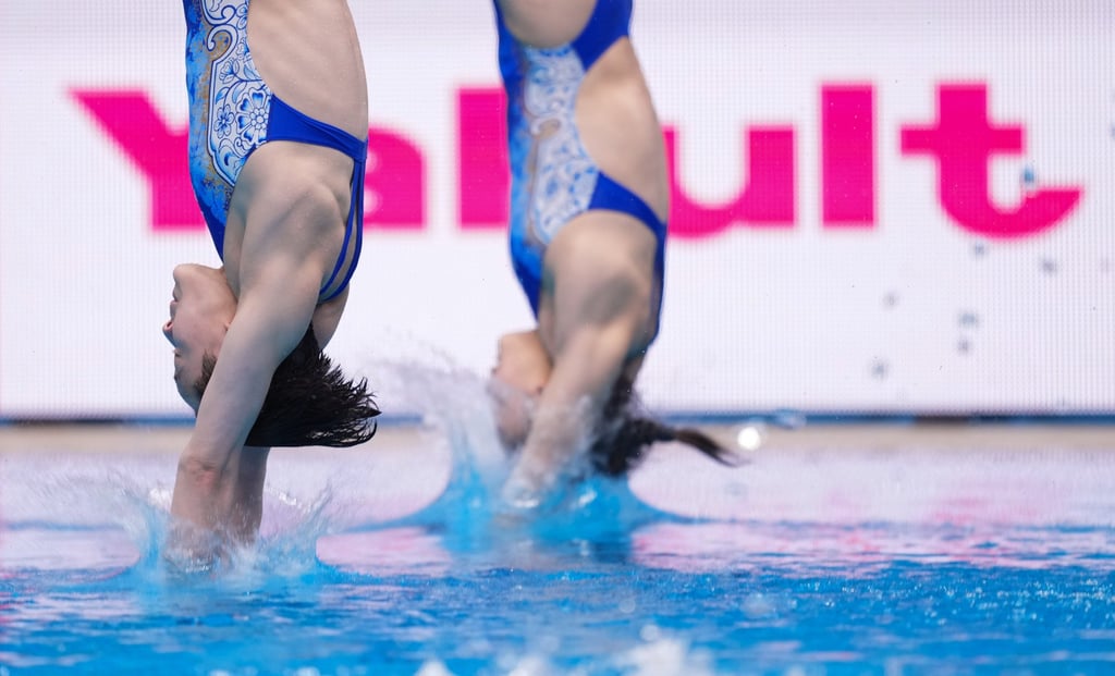 Chen Yiwen (left) and Chen Jia won the 3m synchronised springboard final with ease. Photo: Xinhua Chen Yiwen (left) and Chen Jia won the 3m synchronised springboard final with ease. Photo: Xinhua