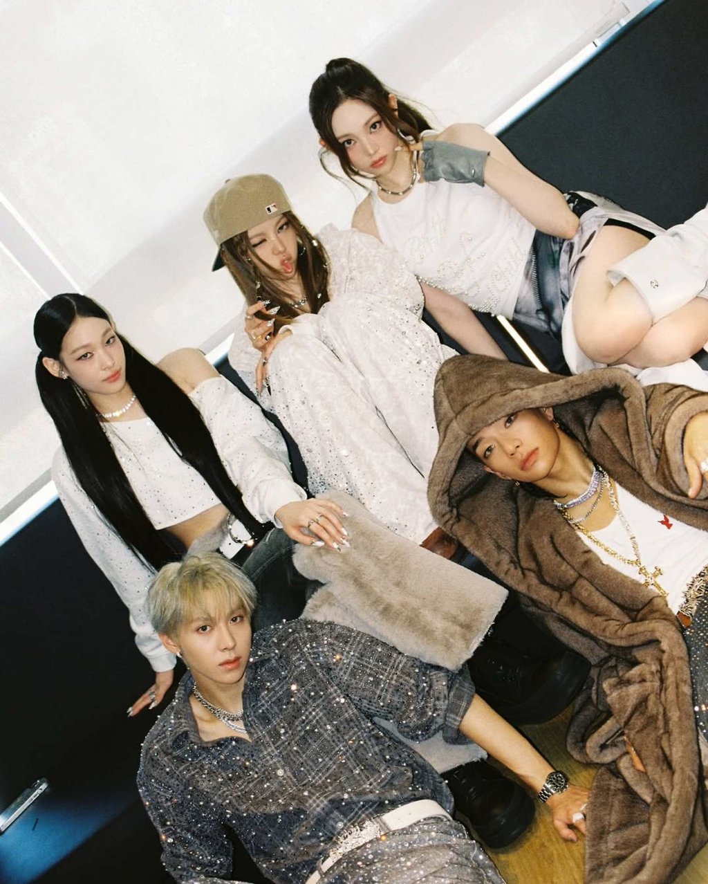 Annie Moon with her bandmates from the new coed K-pop group Allday Project. Photo: @allday_project/Instagram