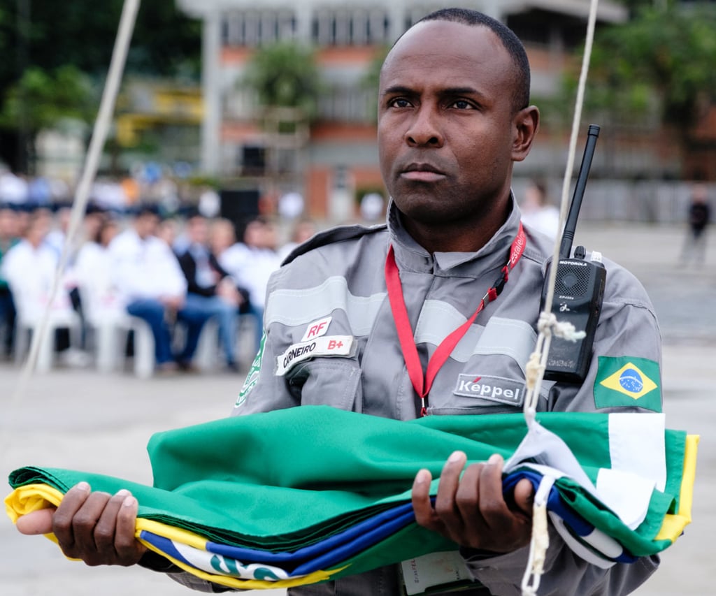 A member of staff carries a Brazilian flag at a ceremony organised by Seatrium marking Brazil’s independence day in 2023. Seatrium and its predecessors have been operating in Brazil for over two decades. Photo: Facebook/Seatrium A member of staff carries a Brazilian flag at a ceremony organised by Seatrium marking Brazil’s independence day in 2023. Seatrium and its predecessors have been operating in Brazil for over two decades. Photo: Facebook/Seatrium