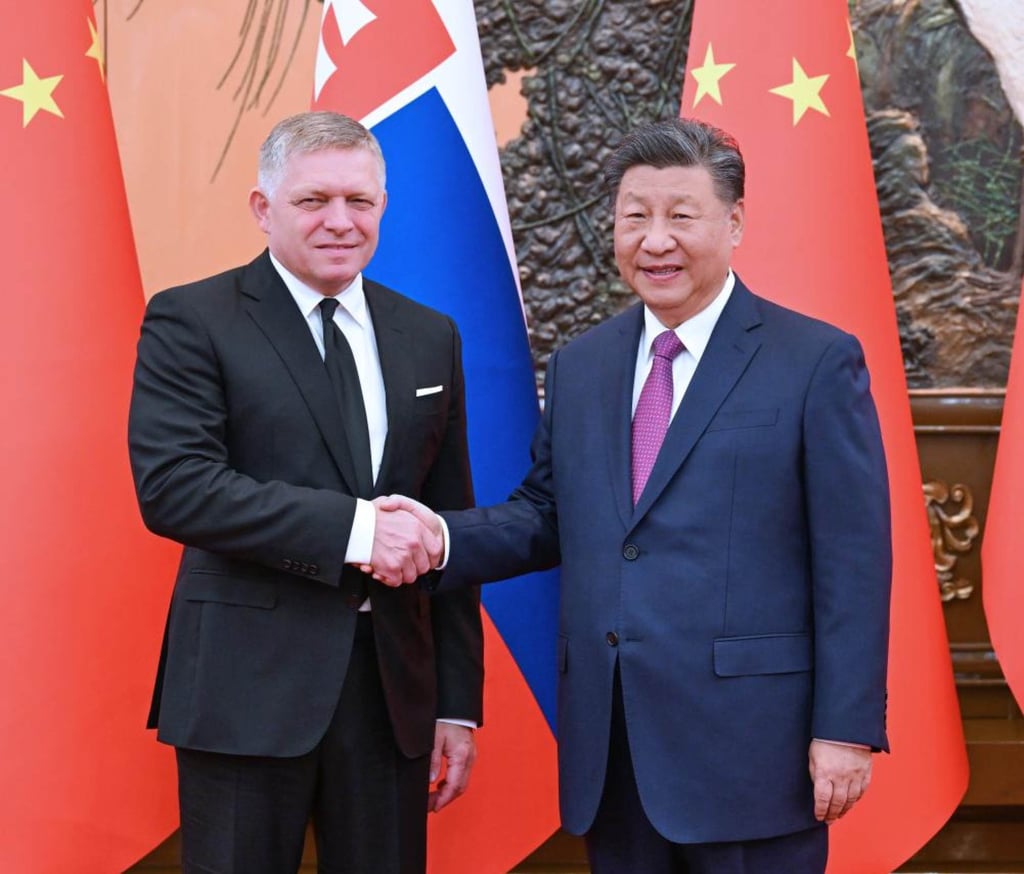 Chinese President Xi Jinping meets Slovak Prime Minister Robert Fico during an official visit to China in November. Photo: Xinhua
