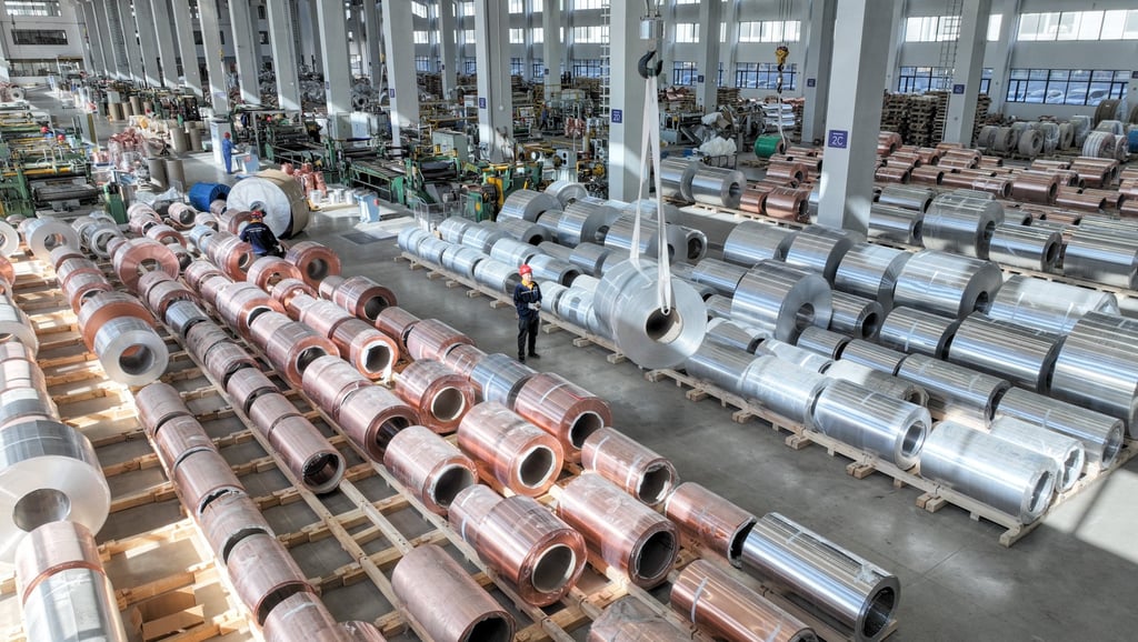 A copper and aluminium foil workshop in Huzhou, Zhejiang province. Photo: CFOTO/Future Publishing via Getty Images