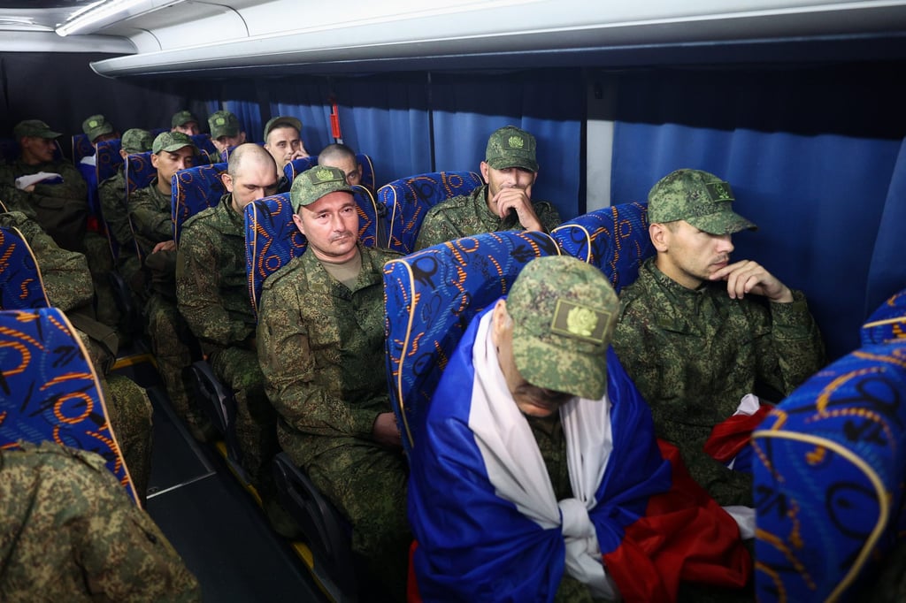 Russian servicemen freed from Ukrainian captivity return home following a recent prisoner exchange. Photo: Tass via dpa Russian servicemen freed from Ukrainian captivity return home following a recent prisoner exchange. Photo: Tass via dpa