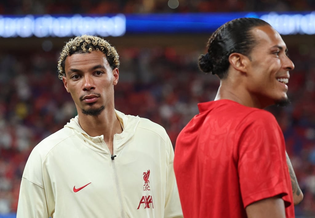 New Liverpool signing Hugo Ekitike (left) with Virgil van Dijk in Hong Kong. Photo: Reuters