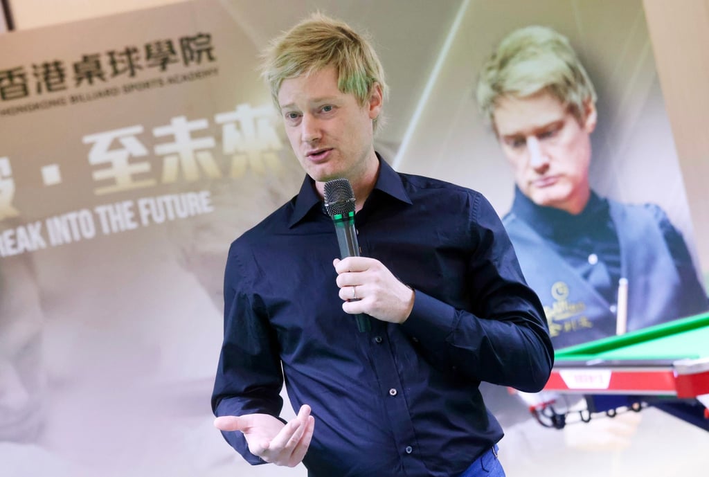 Australian Robertson holds court at the launch of the Hong Kong Billiard Sport Academy. Photo: Jonathan Wong