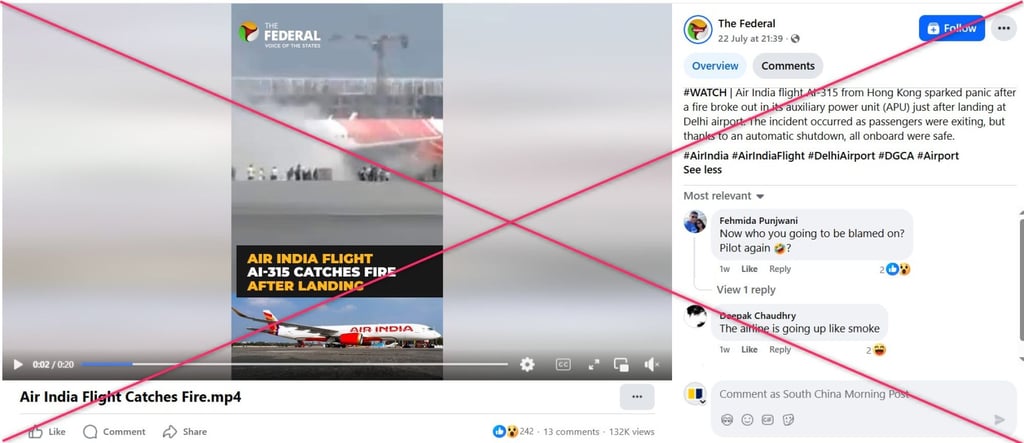 A screenshot of the misleading Facebook post with lines crossed through. Photo: Facebook/SCMP Composite A screenshot of the misleading Facebook post with lines crossed through. Photo: Facebook/SCMP Composite