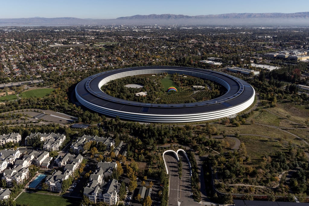 An aerial view of Apple’s headquarters in Cupertino, California, in October 2021. Photo: Reuters