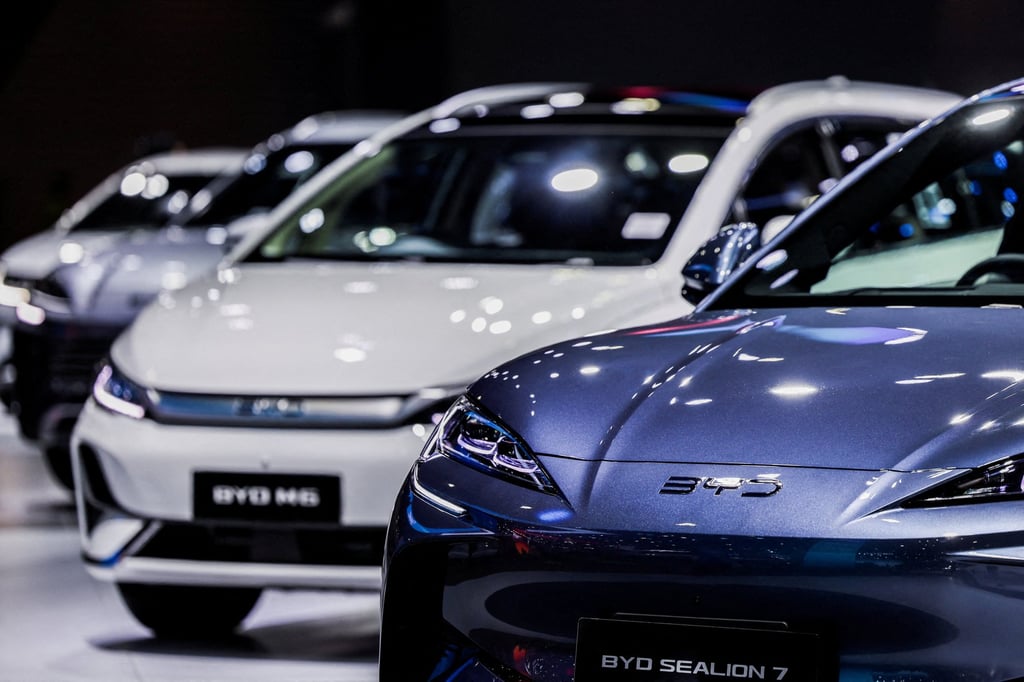BYD electric vehicles seen at a car show in Bangkok, Thailand. Photo: Reuters