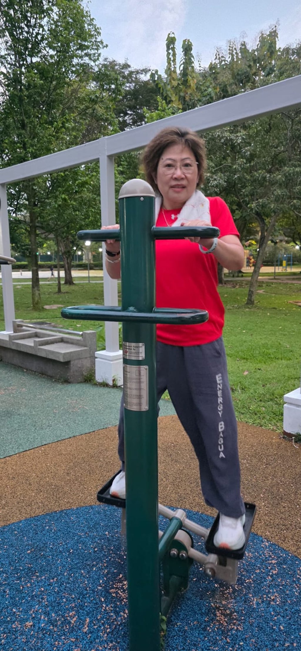 Quak exercises at a local park. Photo: Lesley Quak Quak exercises at a local park. Photo: Lesley Quak