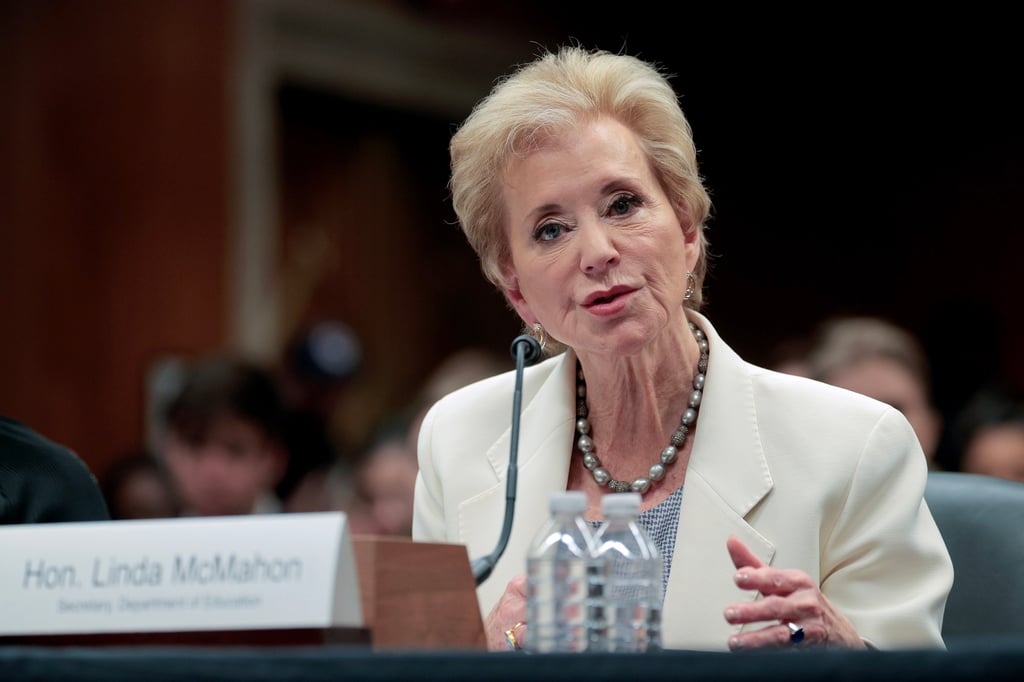 US Education Secretary Linda McMahon testifies before a Senate subcommittee on Capitol Hill in June. Photo: TNS