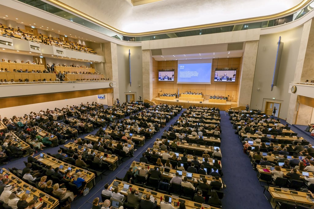 Delegates at the European headquarters of the United Nations in Geneva, Switzerland. Photo: EPA Delegates at the European headquarters of the United Nations in Geneva, Switzerland. Photo: EPA