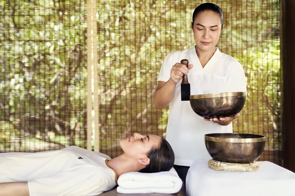 Tibetan sound bowl healing is one of the treatments available at Chiva-Som. Photo: Handout