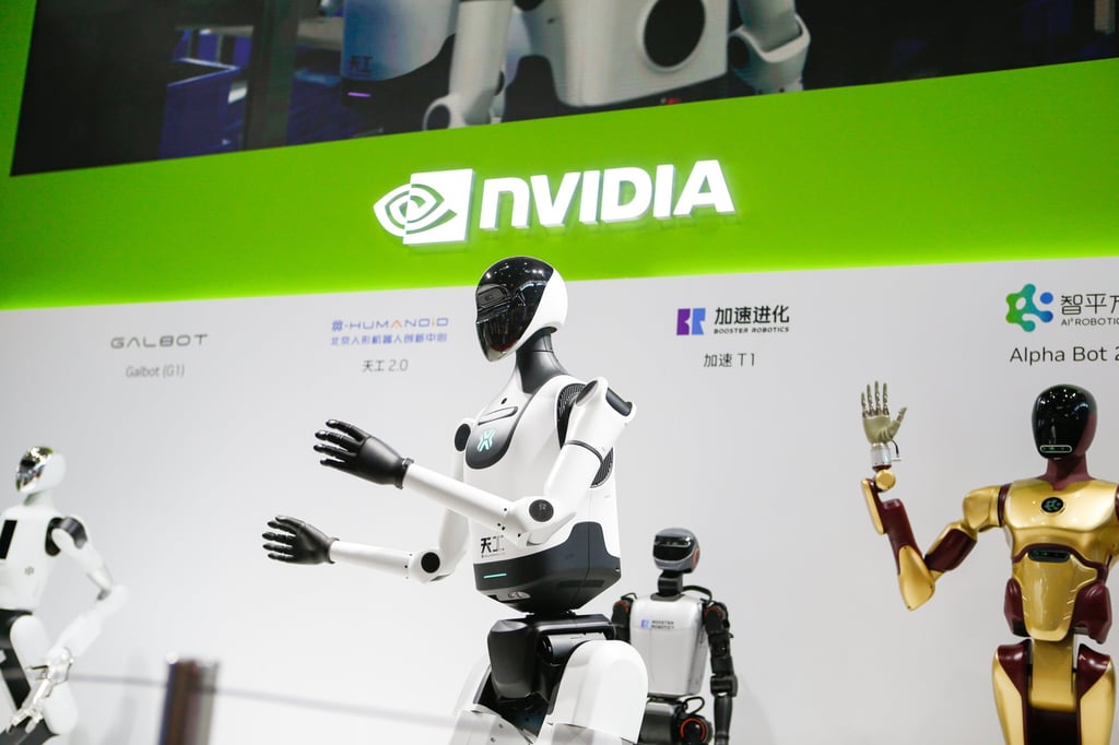Robots displayed at Nvidia’s booth during the China International Supply Chain Expo in Beijing last month. Photo: Xinhua Robots displayed at Nvidia’s booth during the China International Supply Chain Expo in Beijing last month. Photo: Xinhua