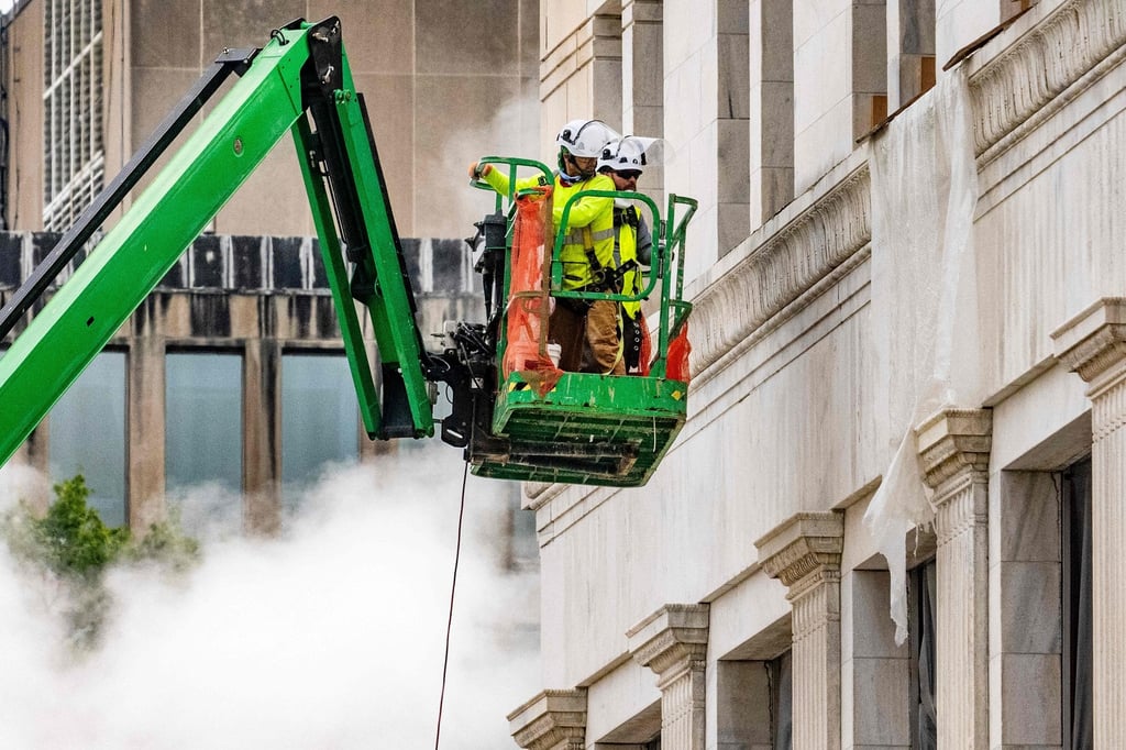 Renovation work continues at the US Federal Reserve building. Photo: AFP