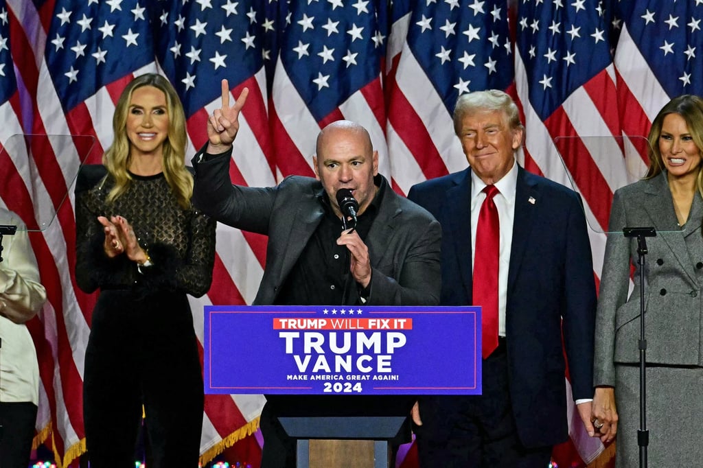 UFC CEO Dana White (centre) has been a huge supporter of Donald Trump (right). Photo: TNS