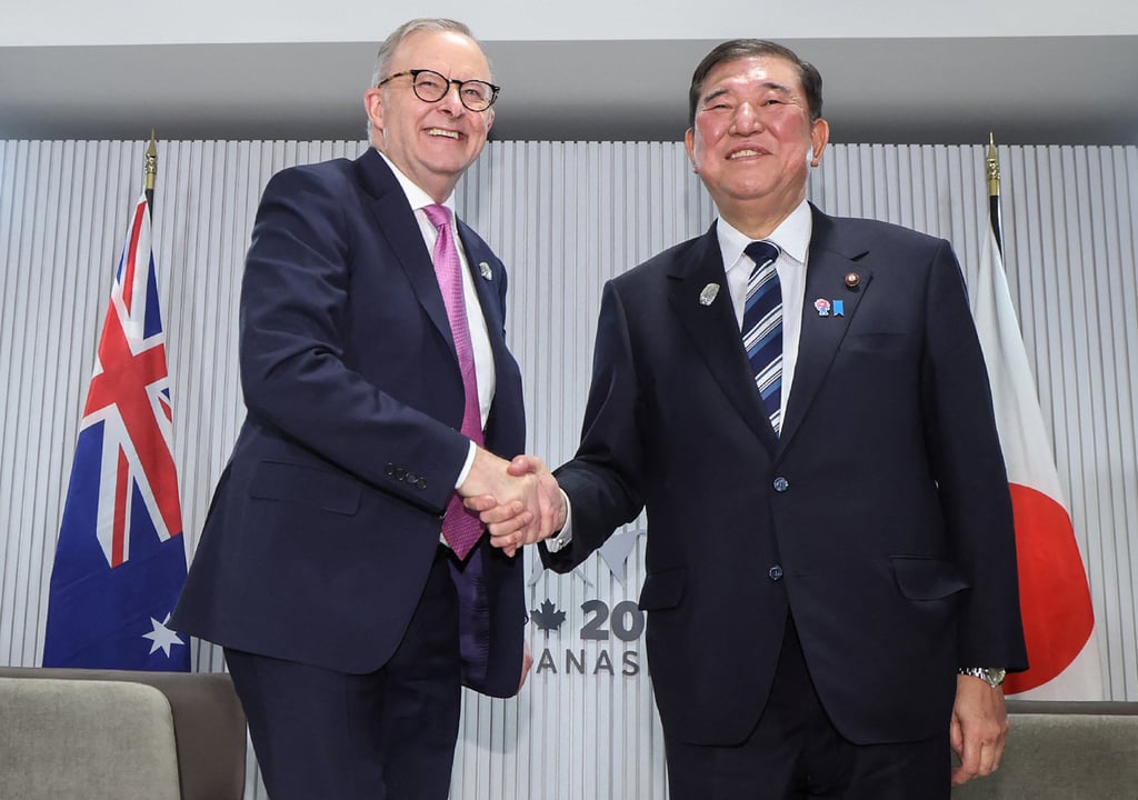Australia’s Prime Minister Anthony Albanese (left) shakes hands with his Japanese counterpart Shigeru Ishiba during a meeting on the sidelines of the G7 Summit in June. Photo: Jiji Press / AFP Australia’s Prime Minister Anthony Albanese (left) shakes hands with his Japanese counterpart Shigeru Ishiba during a meeting on the sidelines of the G7 Summit in June. Photo: Jiji Press / AFP