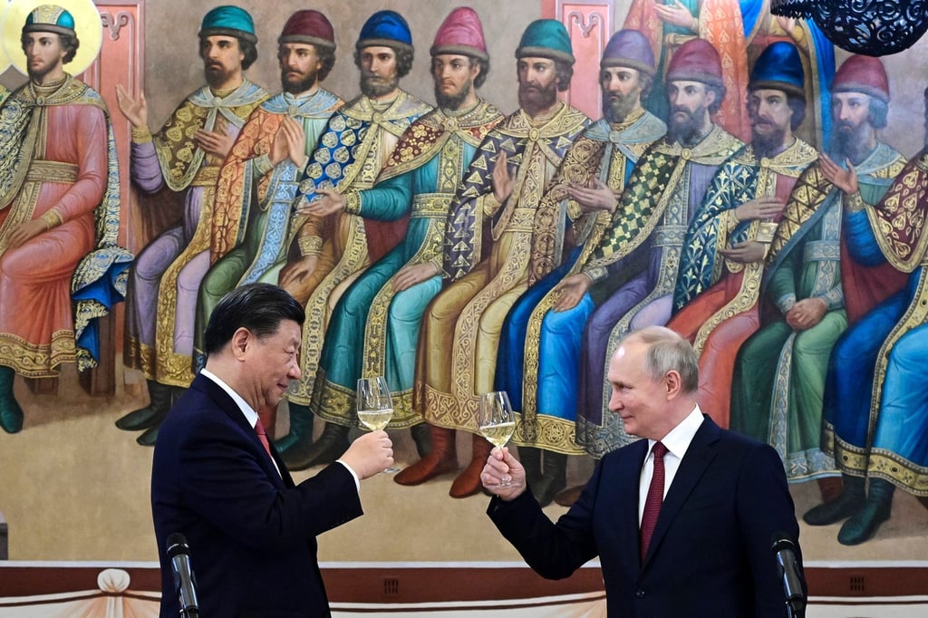 Xi Jinping and Vladimir Putin toast during a dinner at the Kremlin in 2023. Photo: AP Xi Jinping and Vladimir Putin toast during a dinner at the Kremlin in 2023. Photo: AP