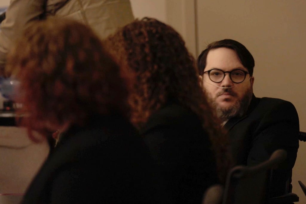 Nicholas Rossi appears at a jury trial in Salt Lake City on Monday in a wheelchair and using an oxygen tank. Rossi was extradited to Utah in January 2024. Photo: via AP