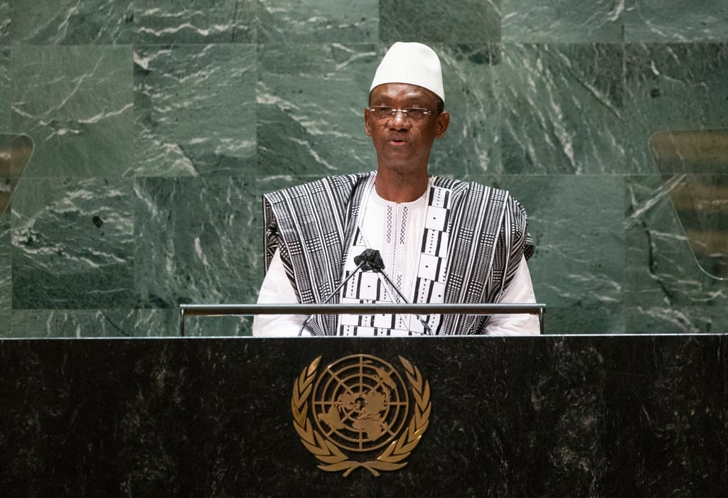 Mali’s then-Prime Minister Choguel Maiga addresses the 76th session of the UN General Assembly in September 2021. Photo: AP