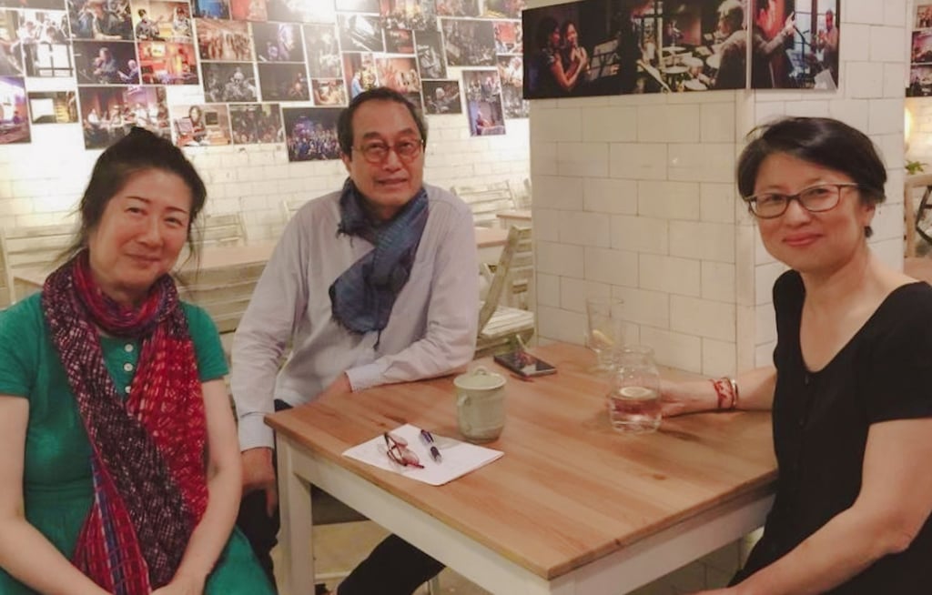 Mary Chan with the Fringe Club’s founder Benny Chia and former administrator Catherine Lau in 2024. Photo: courtesy Mary Chan