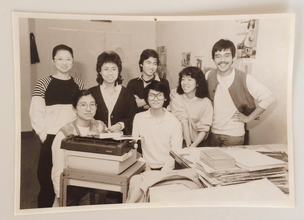 Mary Chan (top left) as a reporter in Hong Kong in the mid-1980s. Photo: courtesy Mary Chan