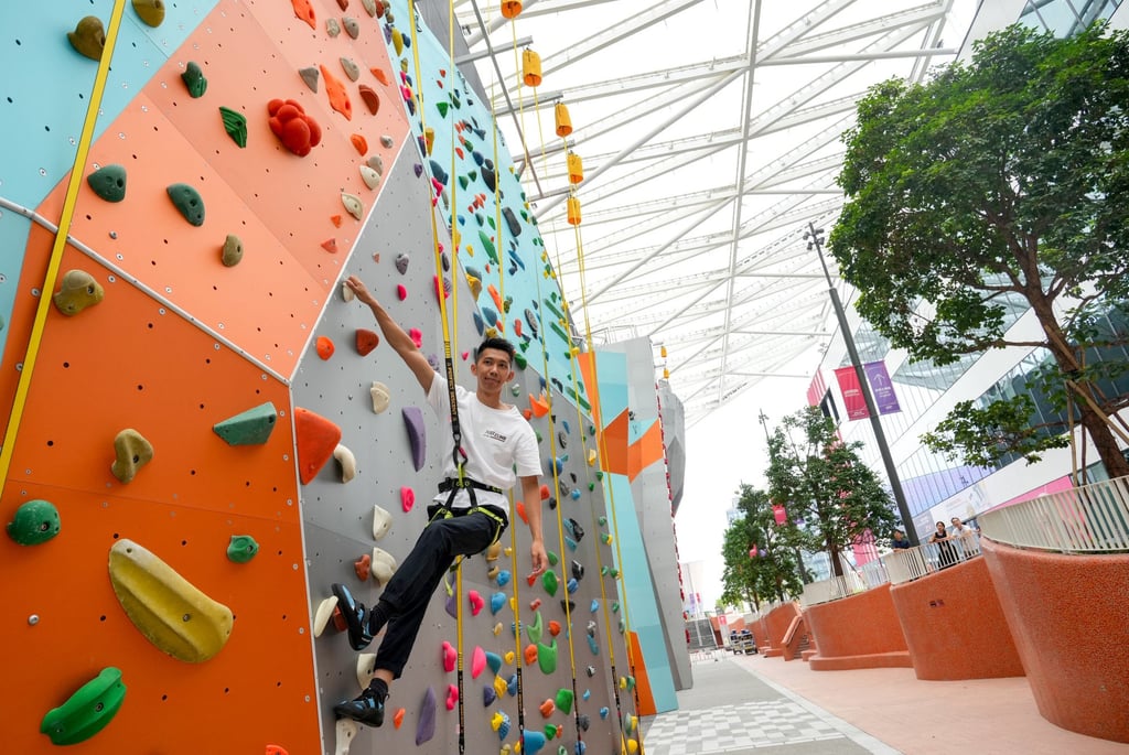 Just Climb founder Danny Ho at the new climbing facilities at Kai Tak Sports Park. Photo: May Tse Just Climb founder Danny Ho at the new climbing facilities at Kai Tak Sports Park. Photo: May Tse