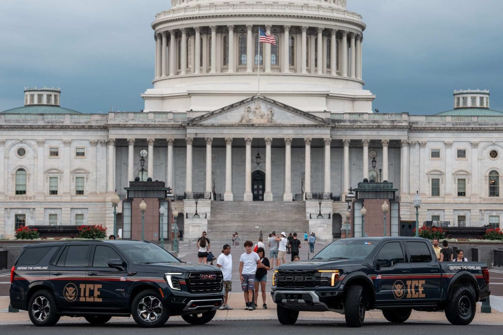 ICE vehicles are parked at the US Capitol on Thursday. Photo: Getty Images via AFP