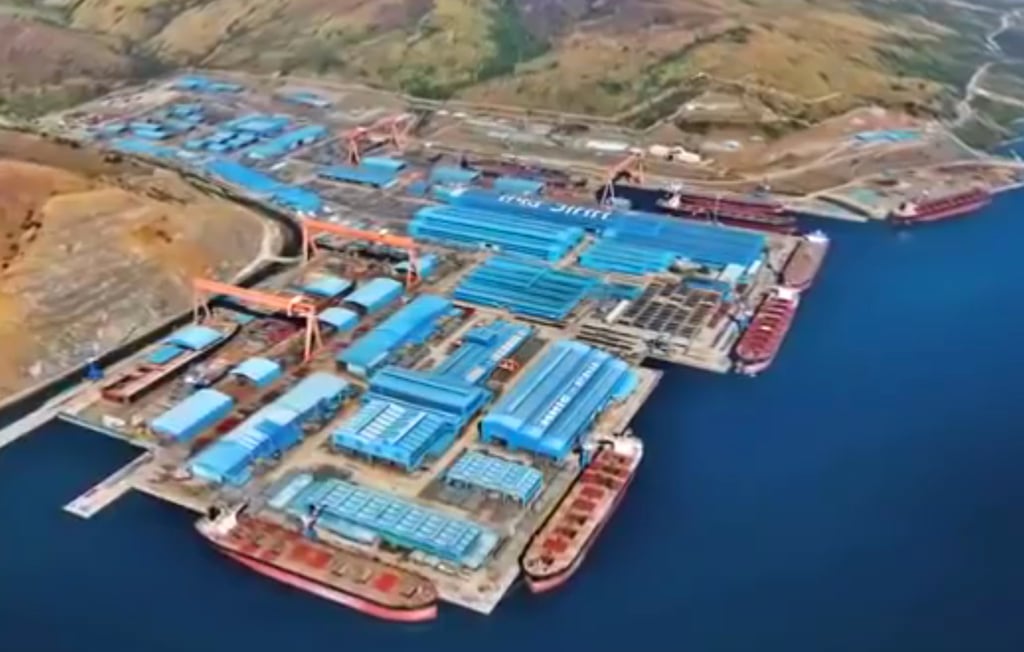 A still from a social media video shows an aerial view of Agila Subic Shipyard when it was operated by Hanjin. Photo: YouTube