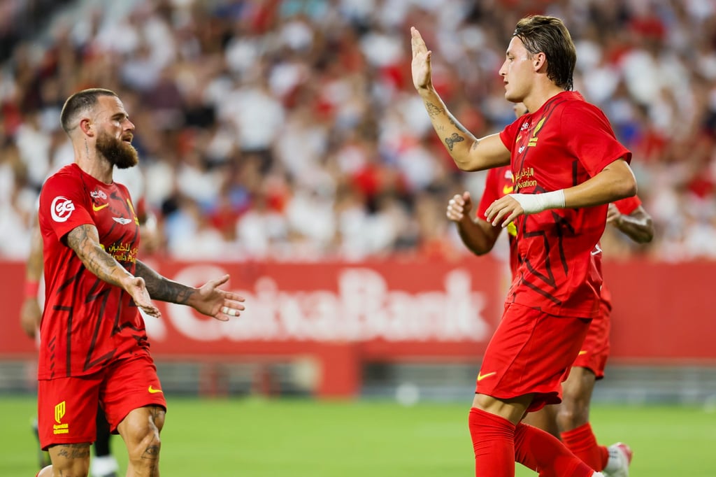 New Al-Qadsiah striker Mateo Retegui enjoys scoring in a friendly against Sevilla this month. Photo: EPA New Al-Qadsiah striker Mateo Retegui enjoys scoring in a friendly against Sevilla this month. Photo: EPA