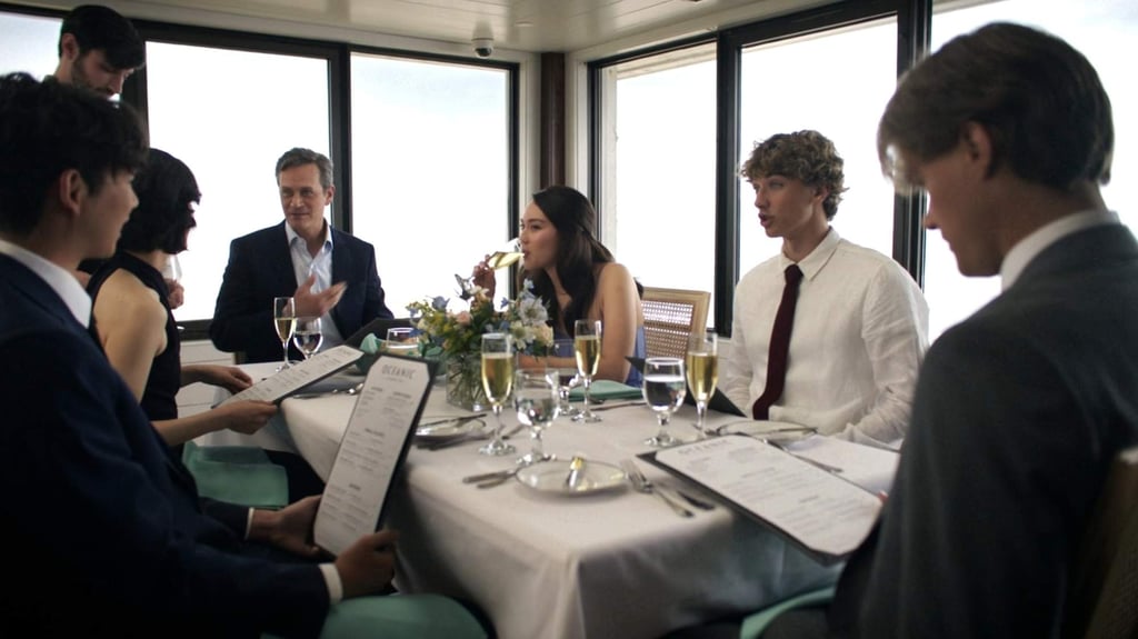 In this still from season three of Amazon Prime Video’s The Summer I Turned Pretty, Tom Everett Scott appears as Adam Fisher (third from left). Photo: Prime Video.