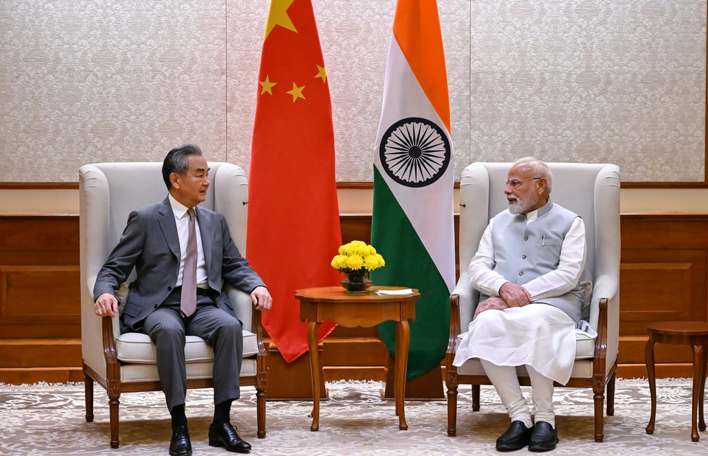 Chinese Foreign Minister Wang Yi (left) meets Indian Prime Minister Narendra Modi in New Delhi on Tuesday. Photo: Xinhua