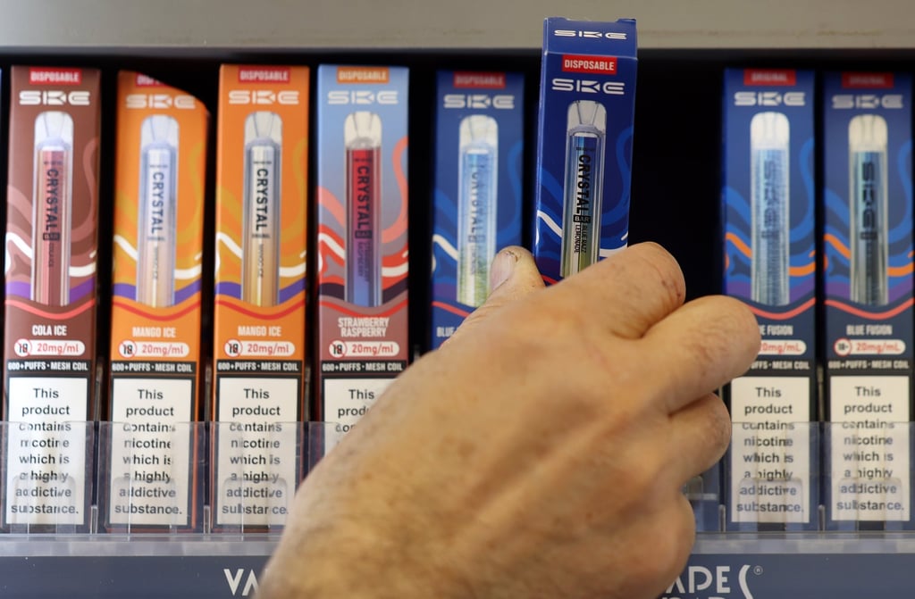 Disposable vapes for sale at a shop in London. Photo: EPA-EFE