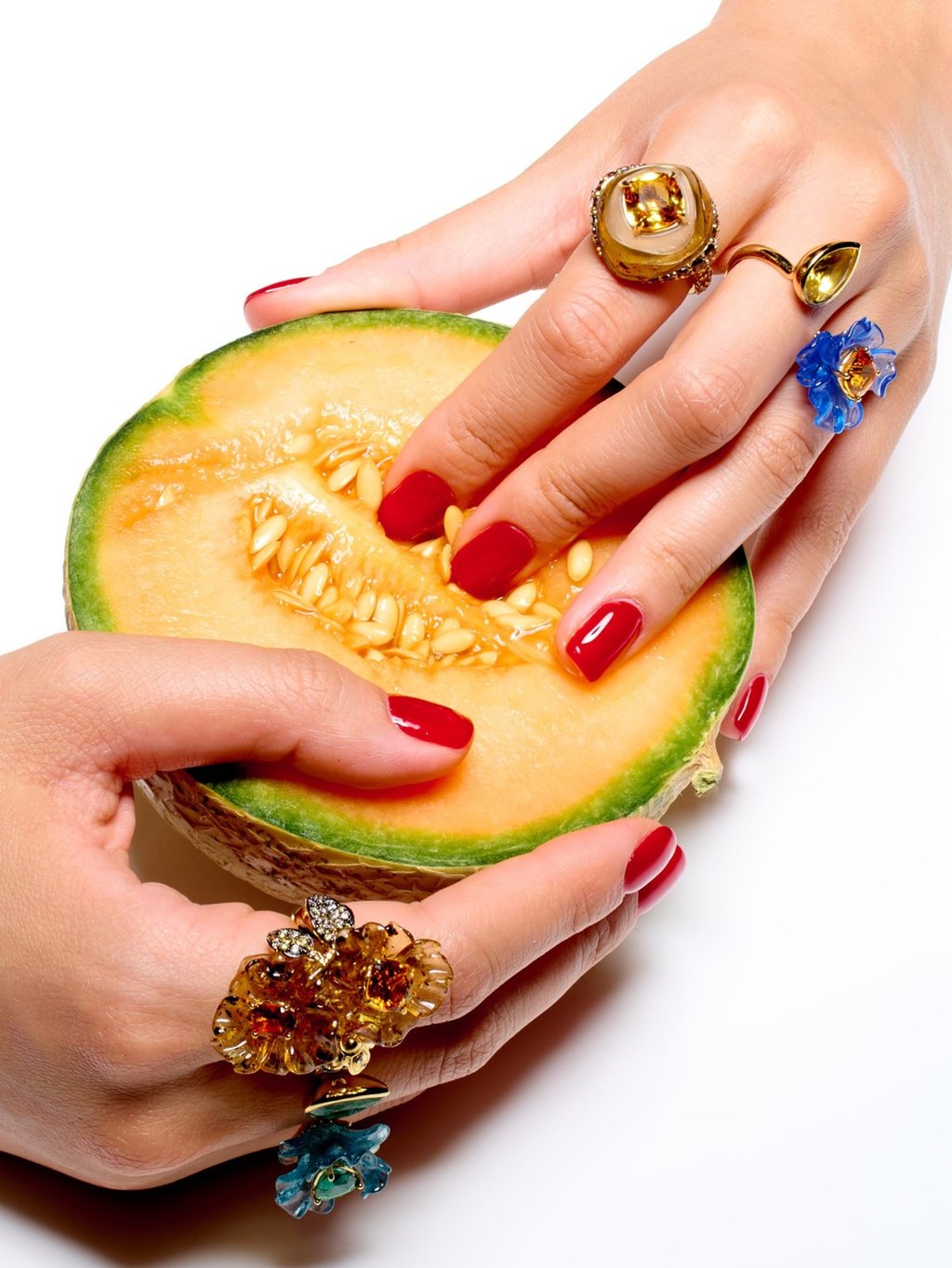 Ripe for the taking: rings from Anabela Chan’s Fruit Gems collection. Photo: Handout Ripe for the taking: rings from Anabela Chan’s Fruit Gems collection. Photo: Handout