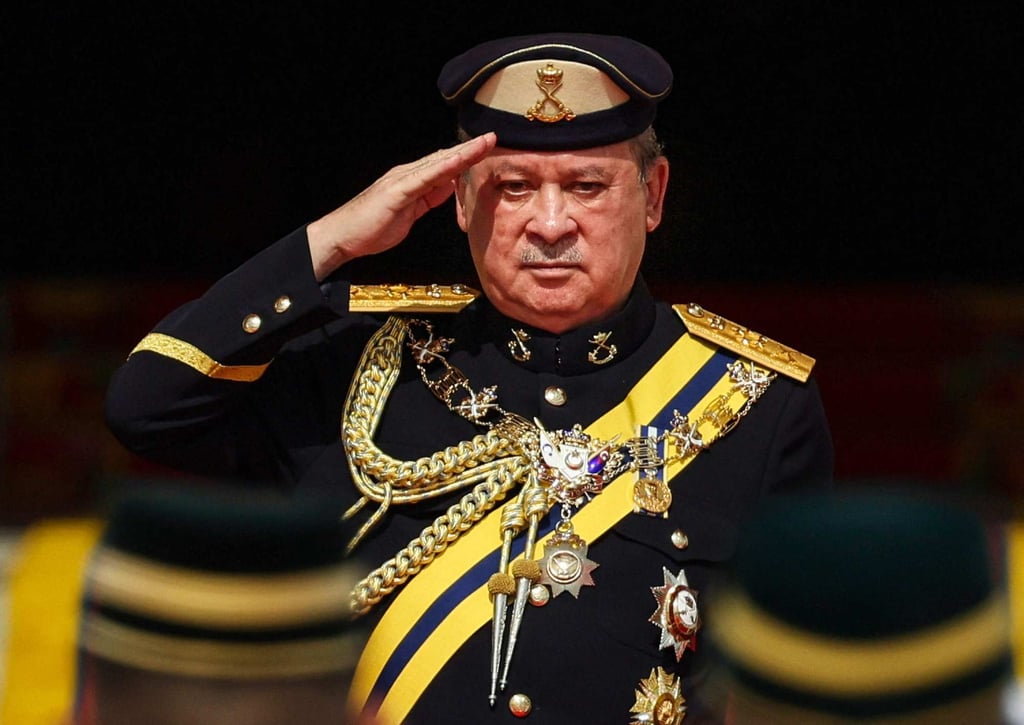 Malaysia’s King Sultan Ibrahim salutes a guard of honour in Kuala Lumpur last year. Photo: AFP Malaysia’s King Sultan Ibrahim salutes a guard of honour in Kuala Lumpur last year. Photo: AFP