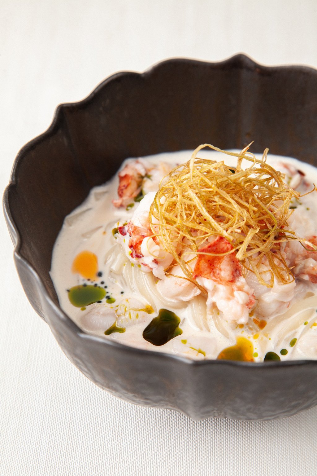 Mora restaurant’s udon noodle in soy milk lobster bouillon and bean paste. Photo: Handout