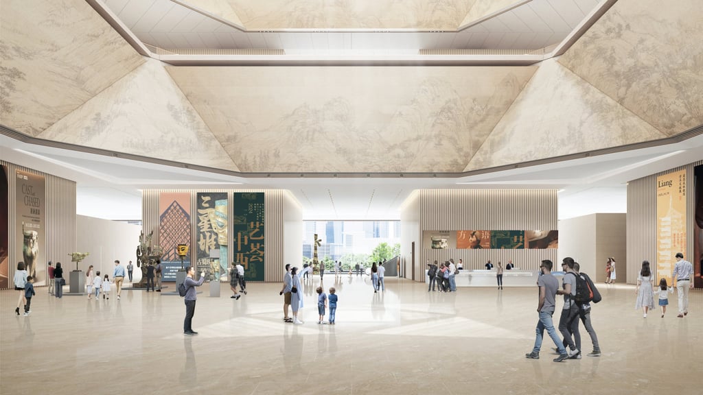 Qianhai Museum, which will be located beside Qianhai Bay and feature a 40-metre-high atrium (pictured), is expected to officially open its doors next year. Qianhai Museum, which will be located beside Qianhai Bay and feature a 40-metre-high atrium (pictured), is expected to officially open its doors next year.