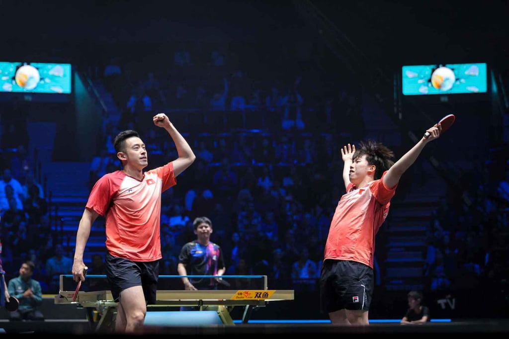 Wong Chun-ting (left) and Baldwin Chan Ho-wah celebrating their men’s doubles final victory. Photo: WTT Wong Chun-ting (left) and Baldwin Chan Ho-wah celebrating their men’s doubles final victory. Photo: WTT