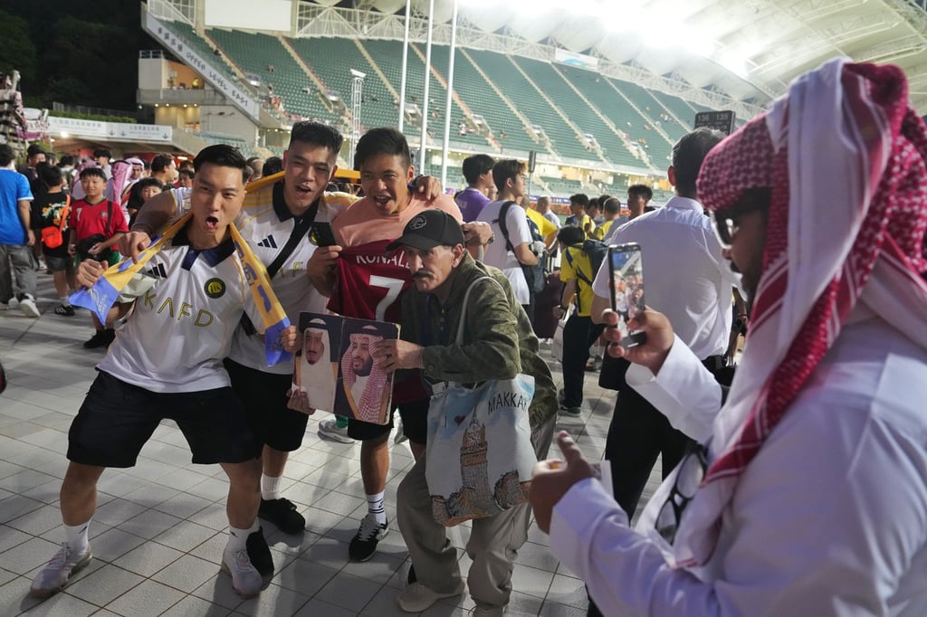 Fans gear up for the Saudi Super Cup final between Al-Nassr and Al-Ahli at Hong Kong Stadium. Photo: Elson Li