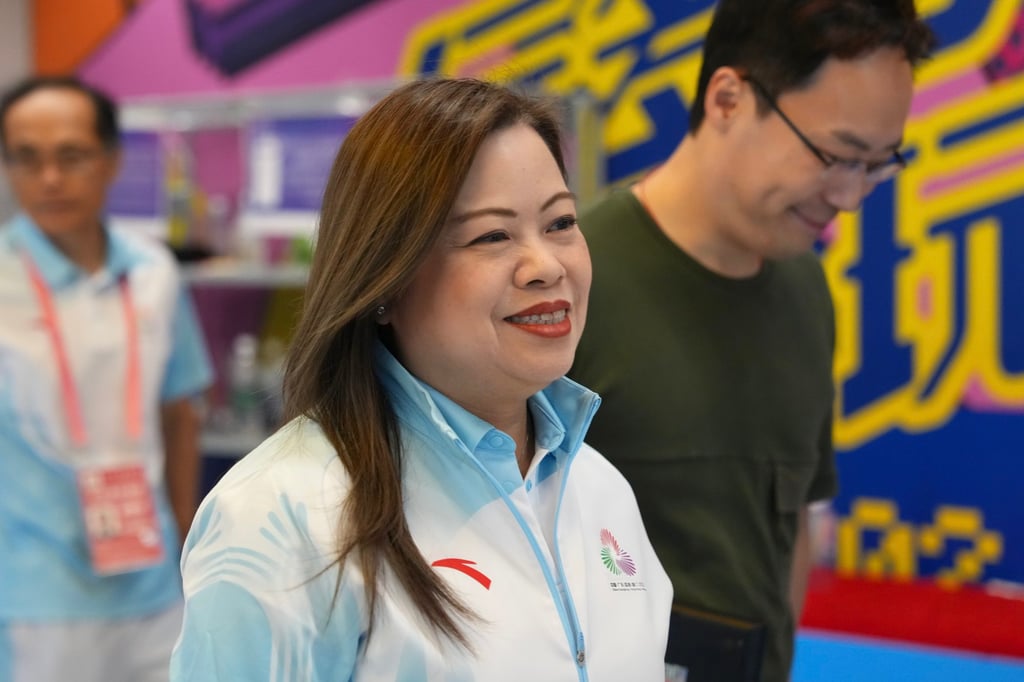 Rosanna Law attends the National Games bowling event at Kai Tak on Sunday. Photo: Karma Lo