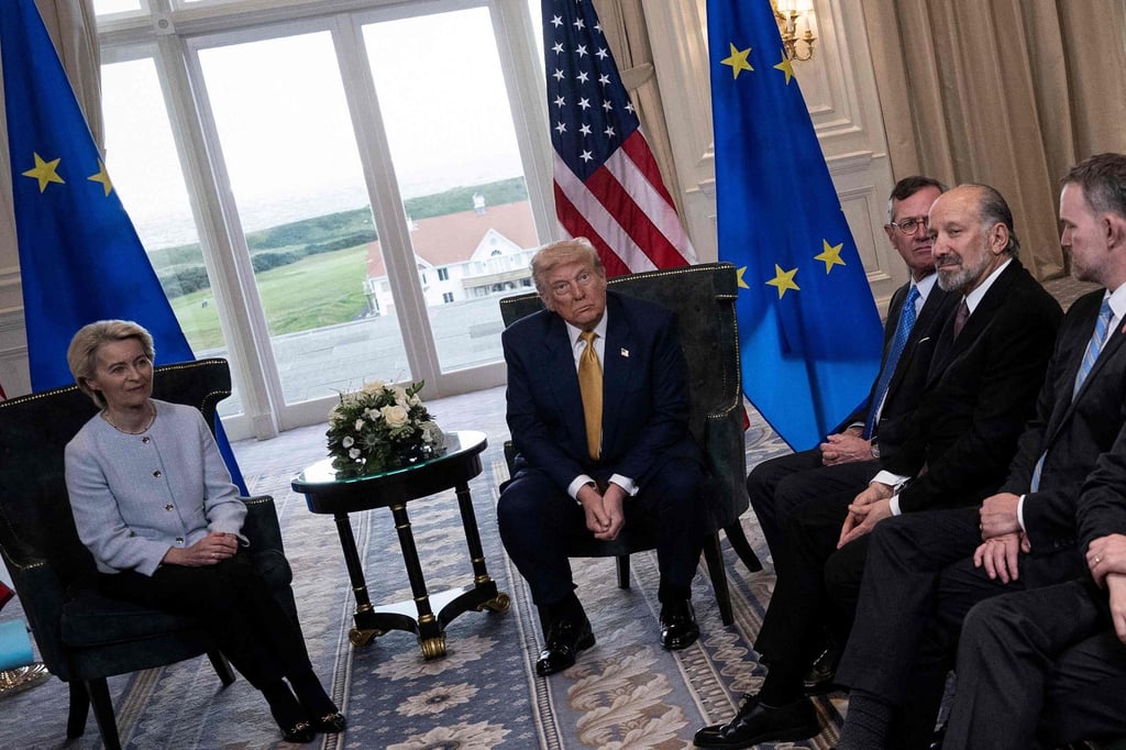 European Commission President Ursula von der Leyen meets US President Donald Trump at his golf resort in Turnberry, Scotland, on July 27. Photo: AFP European Commission President Ursula von der Leyen meets US President Donald Trump at his golf resort in Turnberry, Scotland, on July 27. Photo: AFP